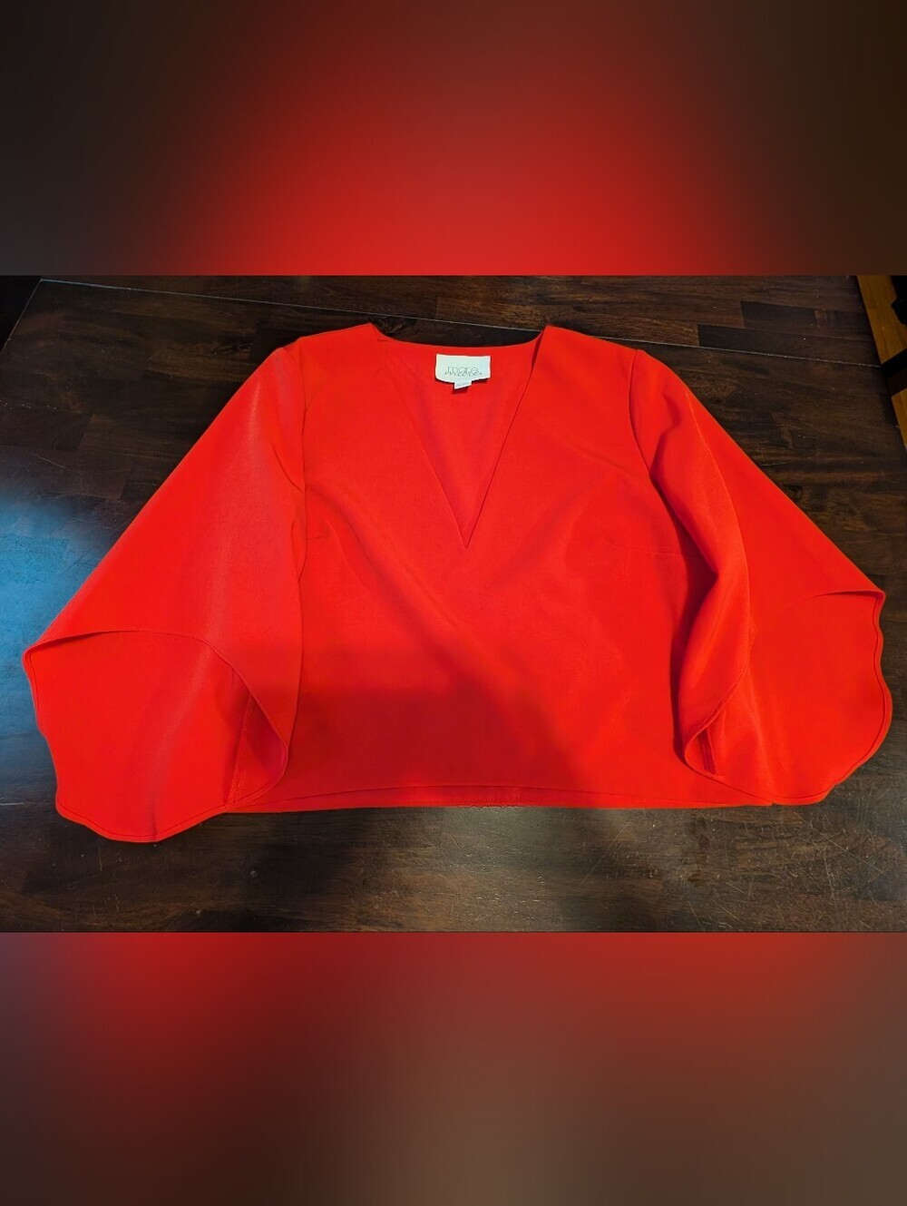 Mare Mare Red V-Neck Cape Blouse, Women's L